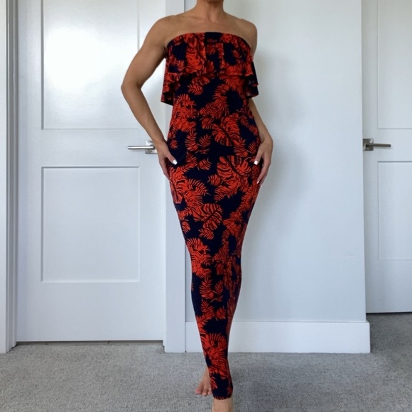 Strapless Palm Leaf Dress - Picture 2 of 10